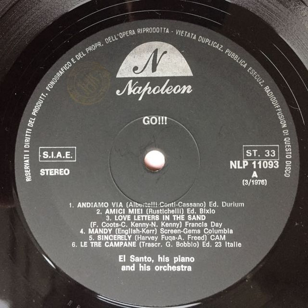 El Santo - Go!!! El Santo, His Piano & His Orchestra | Napoleon (NLP 11093) - 3