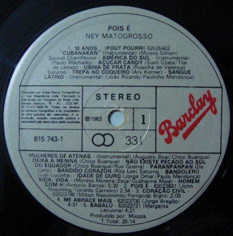 Ney Matogrosso - ...Pois É | Barclay (815 743-1) - 3