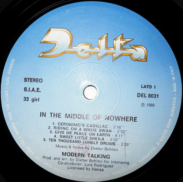 Modern Talking - In The Middle Of Nowhere (The 4th Album) | Delta (DEL 8031) - 3