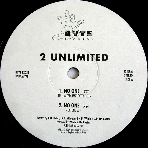 2 Unlimited - No One | Byte Records (BYTE 12033) - 3 2 Unlimited - No One | Byte Records (BYTE 12033) - 3