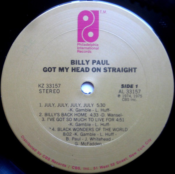 Billy Paul - Got My Head On Straight | Philadelphia International Records (KZ 33157) - 3 Billy Paul - Got My Head On Straight | Philadelphia International Records (KZ 33157) - 3