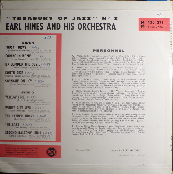 Earl Hines And His Orchestra - Treasury Of Jazz No 3 | RCA (130.271) - 2