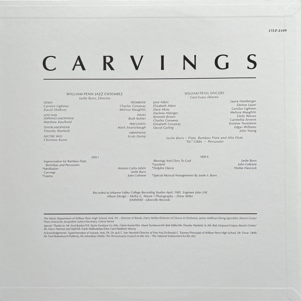 The William Penn Jazz Ensemble - Carvings | Libreville Records (LVLP-2109) - 2 The William Penn Jazz Ensemble - Carvings | Libreville Records (LVLP-2109) - 2