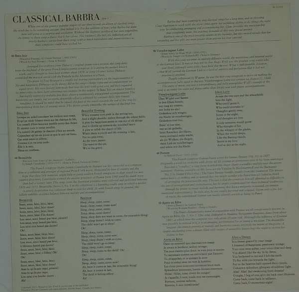 Barbra Streisand - Classical ... Barbra | Columbia Masterworks (M 33452) - 4 Barbra Streisand - Classical ... Barbra | Columbia Masterworks (M 33452) - 4