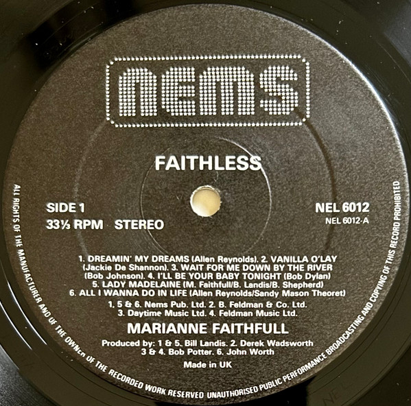 Marianne Faithfull - Faithless | NEMS (NEL 6012) - 3 Marianne Faithfull - Faithless | NEMS (NEL 6012) - 3