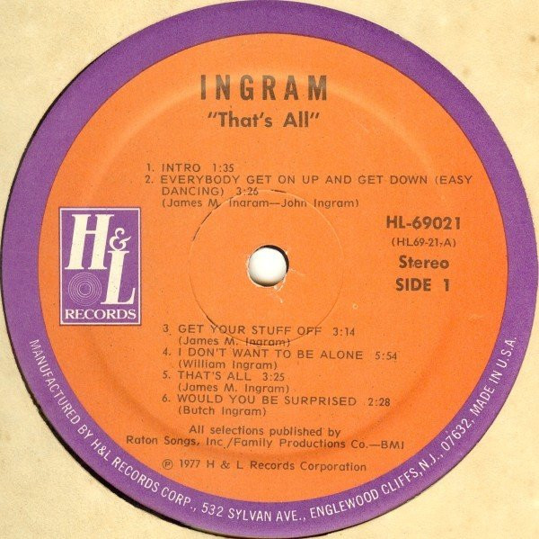 Ingram - That's All | H & L Records (HL-69021) - 3