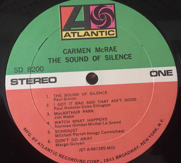 Carmen McRae - The Sound Of Silence | Atlantic (SD 8200) - 2 Carmen McRae - The Sound Of Silence | Atlantic (SD 8200) - 2