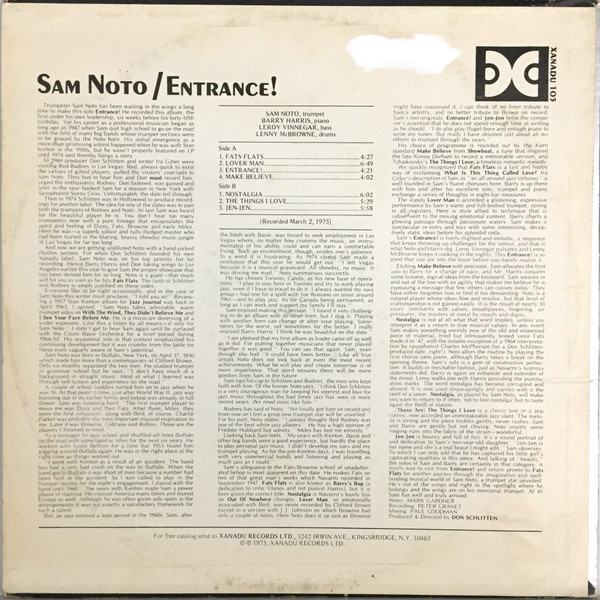 Sam Noto - Entrance! | Xanadu Records (Xanadu 103) - 2