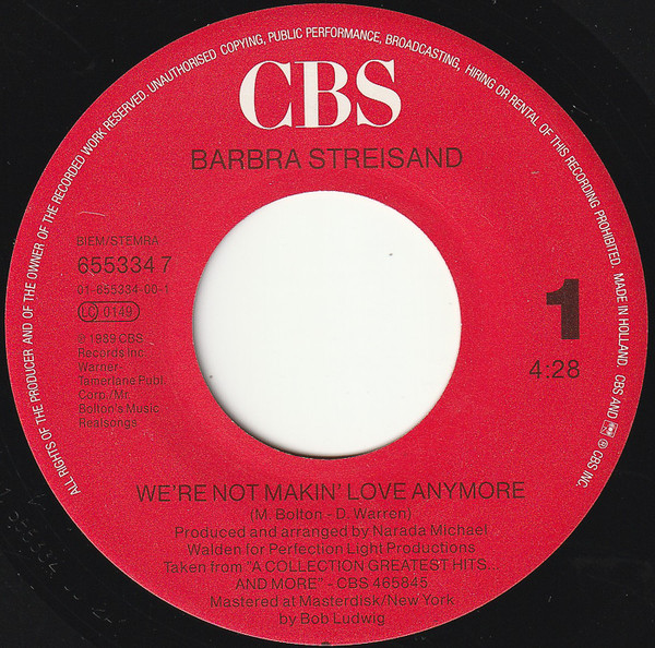 Barbra Streisand - We're Not Makin' Love Anymore | CBS (655334 7) - 3 Barbra Streisand - We're Not Makin' Love Anymore | CBS (655334 7) - 3