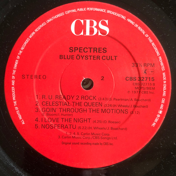 Blue Öyster Cult - Spectres | CBS (CBS 32715) - 3