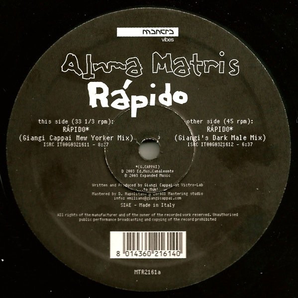 Alma Matris - Rapido | Mantra Vibes (MTR2161) - 3 Alma Matris - Rapido | Mantra Vibes (MTR2161) - 3