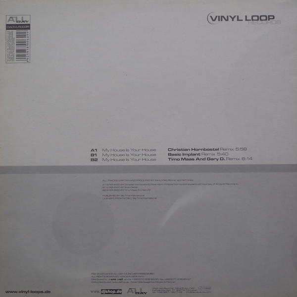 The Montini Experience - My House Is Your House 2002 (Remixes) | Vinyl Loop Records (DADVLR003R) - 2
