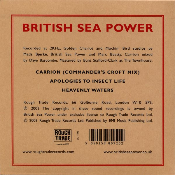 British Sea Power - Carrion / Apologies To Insect Life | Rough Trade (rtradescd092) - 2