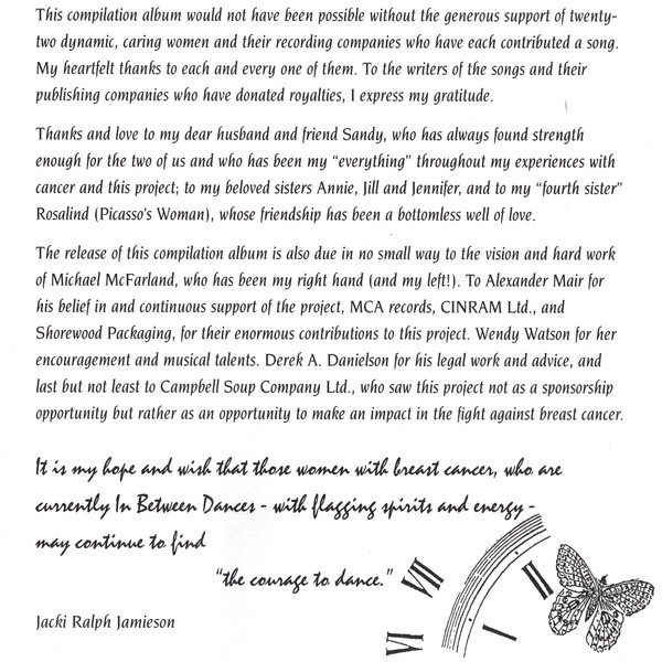 Various - In Between Dances (Canadian Artists In Aid Of Breast Cancer Research) | Attic (ACD 1431) - 4 Various - In Between Dances (Canadian Artists In Aid Of Breast Cancer Research) | Attic (ACD 1431) - 4