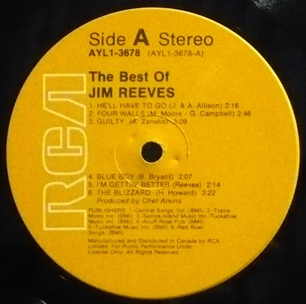 Jim Reeves - The Best Of Jim Reeves | RCA Victor (AYL1-3678) - 3