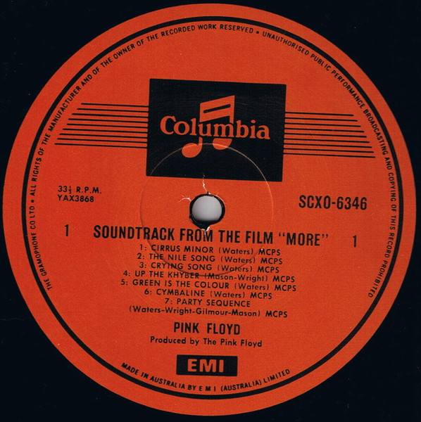 Pink Floyd - Soundtrack From The Film "More" | Columbia (SCXO 6346) - 3 Pink Floyd - Soundtrack From The Film "More" | Columbia (SCXO 6346) - 3