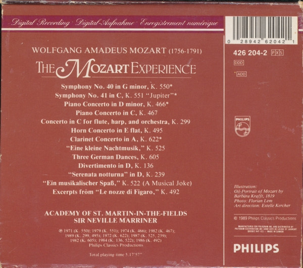 Wolfgang Amadeus Mozart / The Academy Of St. Martin-in-the-Fields , Sir Neville Marriner - The Mozart Experience (5CD - Boxset) [CD] | Philips (426 204-2) - 2