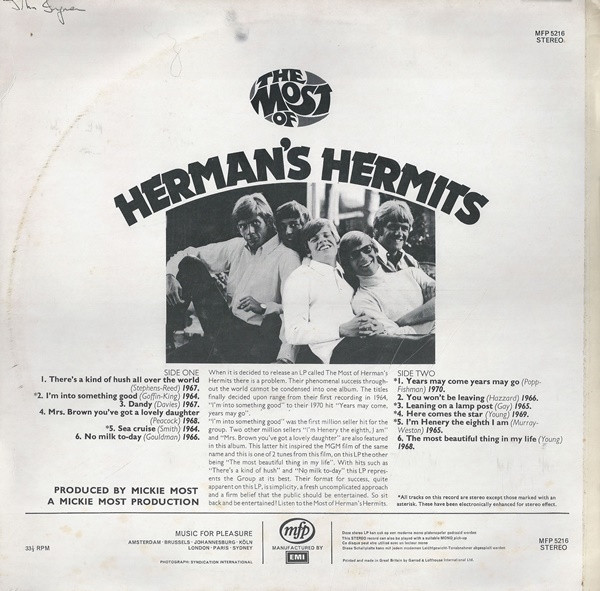 Herman's Hermits - The Most Of Herman's Hermits | Music For Pleasure (MFP 5216) - 2 Herman's Hermits - The Most Of Herman's Hermits | Music For Pleasure (MFP 5216) - 2