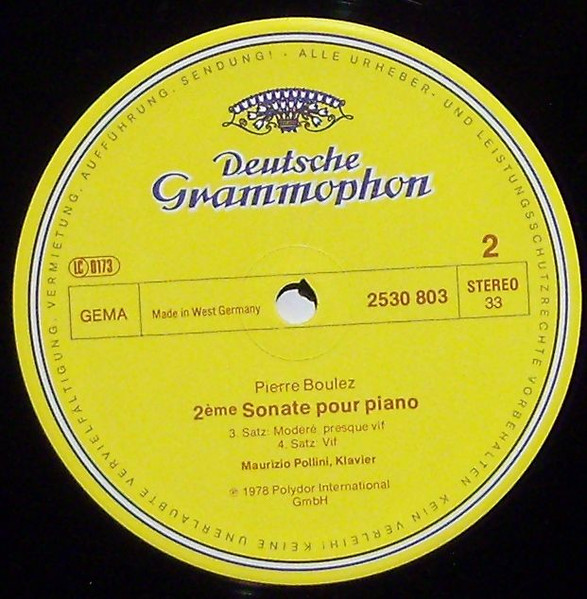 Maurizio Pollini , Anton Webern / Pierre Boulez - Variationen Op. 27 (1936) / Sonate No. 2 (1948) | Deutsche Grammophon (2530 803) - 3