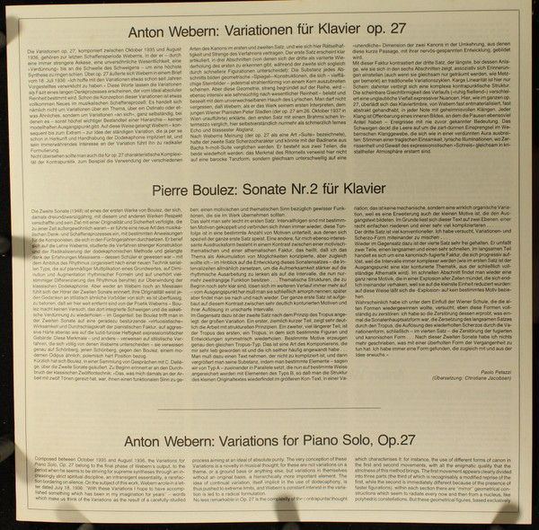 Maurizio Pollini , Anton Webern / Pierre Boulez - Variationen Op. 27 (1936) / Sonate No. 2 (1948) | Deutsche Grammophon (2530 803) - 4
