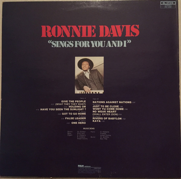 Ronnie Davis - Sings For You And I | RCA (ZL37316) - 2 Ronnie Davis - Sings For You And I | RCA (ZL37316) - 2