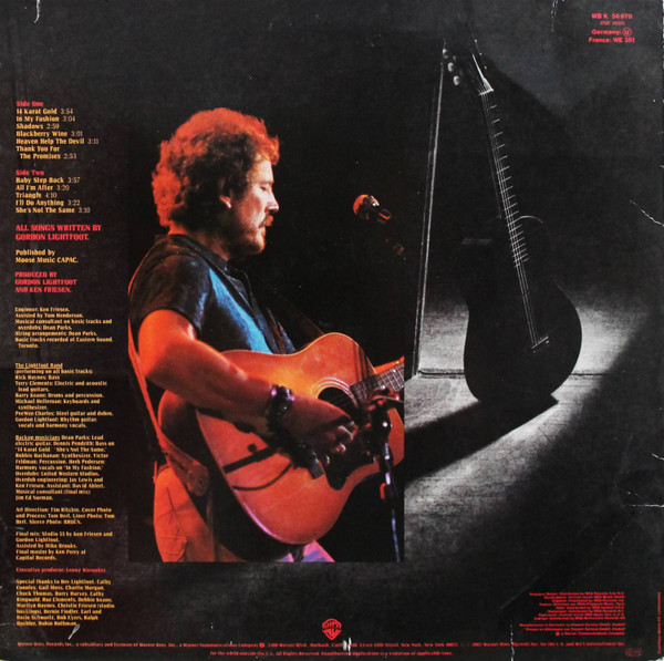 Gordon Lightfoot - Shadows | Warner Bros. Records (WB K 56 970) - 2
