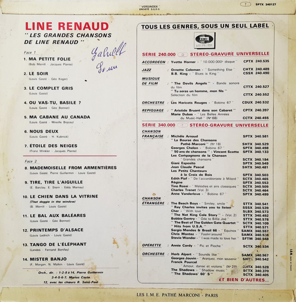 Line Renaud - Les Grandes Chansons De Line Renaud | Pathé (SPTX 340127) - 2