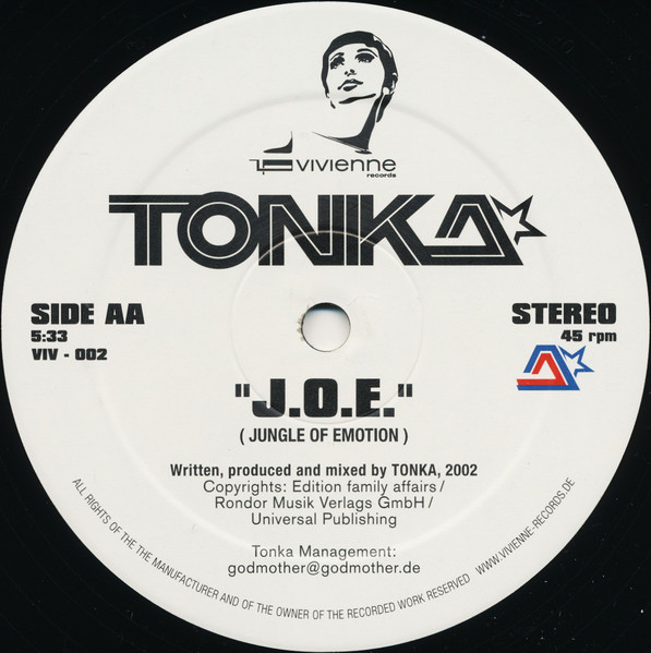 DJ Tonka - Never! / J.O.E. (Jungle Of Emotion) | Vivienne (VIV - 002) - 2