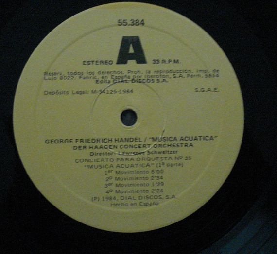 Georg Friedrich Händel - Musica Acuatica | Dial Discos, S.A. (55 384) - 3 Georg Friedrich Händel - Musica Acuatica | Dial Discos, S.A. (55 384) - 3