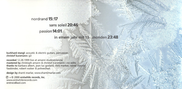 Burkhard Stangl / Christof Kurzmann - Schnee | Erstwhile Records (erstwhile 008) - 4 Burkhard Stangl / Christof Kurzmann - Schnee | Erstwhile Records (erstwhile 008) - 4