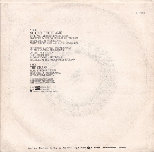 Howard Jones - No One Is To Blame | WEA (24 8792-7) - 2