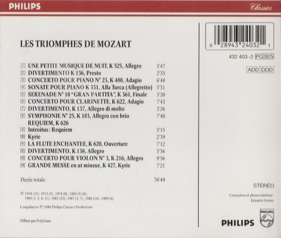 Various - Les Triomphes de Mozart | Philips (432 403-2) - 2