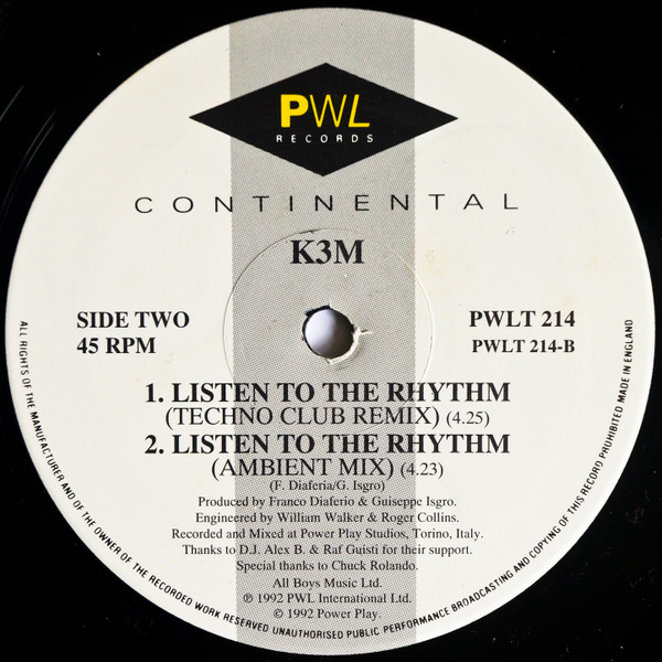 K3M - Listen To The Rhythm | PWL International (PWLT 214) - 4 K3M - Listen To The Rhythm | PWL International (PWLT 214) - 4