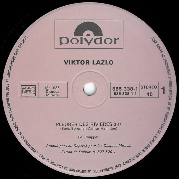Viktor Lazlo - Pleurer Des Rivières | Polydor (885 338-1) - 2