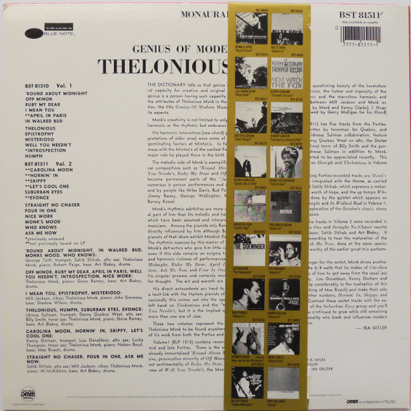 Thelonious Monk - Genius Of Modern Music Volume 2 | Blue Note (BST 81511) - 2