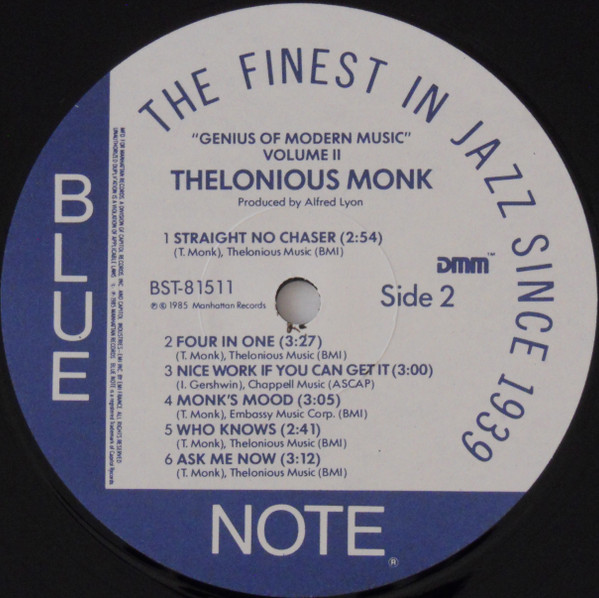 Thelonious Monk - Genius Of Modern Music Volume 2 | Blue Note (BST 81511) - 4