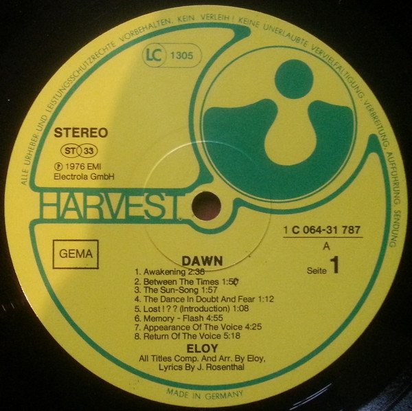 Eloy - Dawn | Harvest (1C 064-31 787) - 3