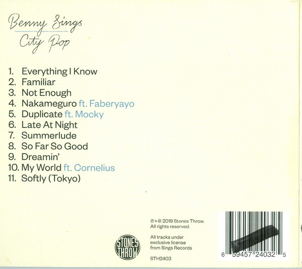 Benny Sings - City Pop | Stones Throw Records (STH2403) - 2