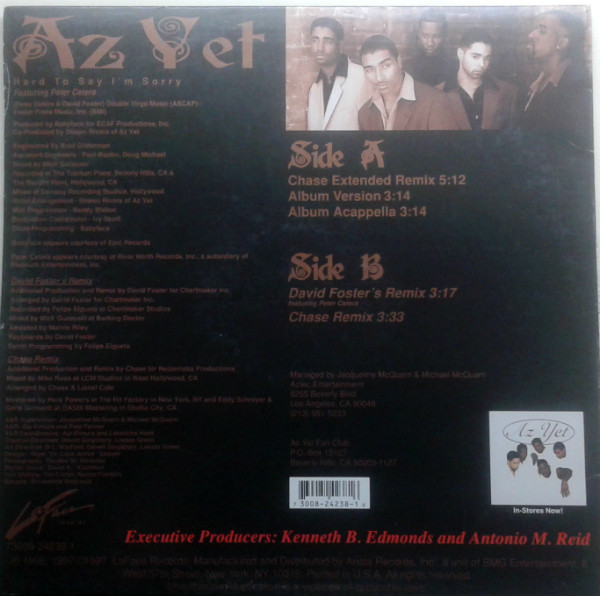 Az Yet Featuring Peter Cetera - Hard To Say I'm Sorry | LaFace Records (73008-24238-1) - 2 Az Yet Featuring Peter Cetera - Hard To Say I'm Sorry | LaFace Records (73008-24238-1) - 2