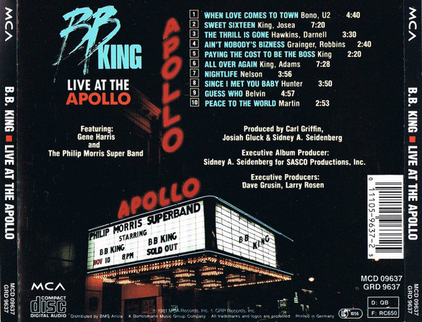 B.B. King - Live At The Apollo | MCA Records (MCD 09637 GRD 9637) - 2 B.B. King - Live At The Apollo | MCA Records (MCD 09637 GRD 9637) - 2
