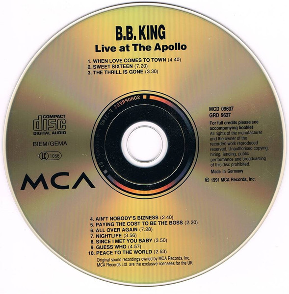 B.B. King - Live At The Apollo | MCA Records (MCD 09637 GRD 9637) - 3 B.B. King - Live At The Apollo | MCA Records (MCD 09637 GRD 9637) - 3