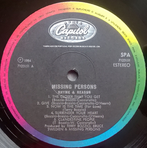 Missing Persons - Rhyme & Reason | Capitol Records (7123151) - 2