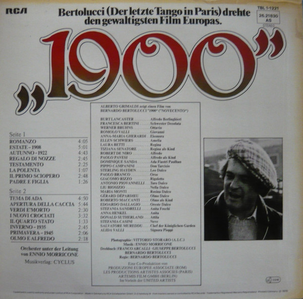 Ennio Morricone - 1900 (Original Soundtrack) | RCA Victor (26.21830 AS) - 2 Ennio Morricone - 1900 (Original Soundtrack) | RCA Victor (26.21830 AS) - 2