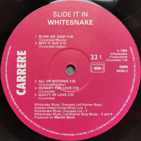 Whitesnake - Slide It In | Carrere (66 085) - 4 Whitesnake - Slide It In | Carrere (66 085) - 4