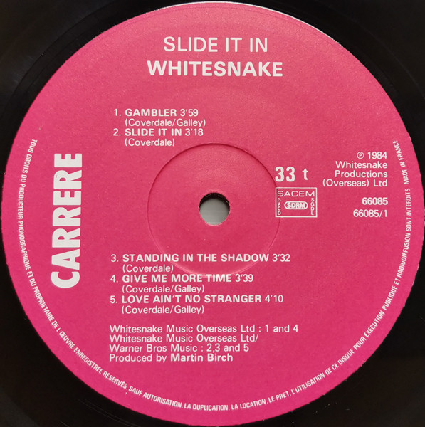 Whitesnake - Slide It In | Carrere (66 085) - 3 Whitesnake - Slide It In | Carrere (66 085) - 3