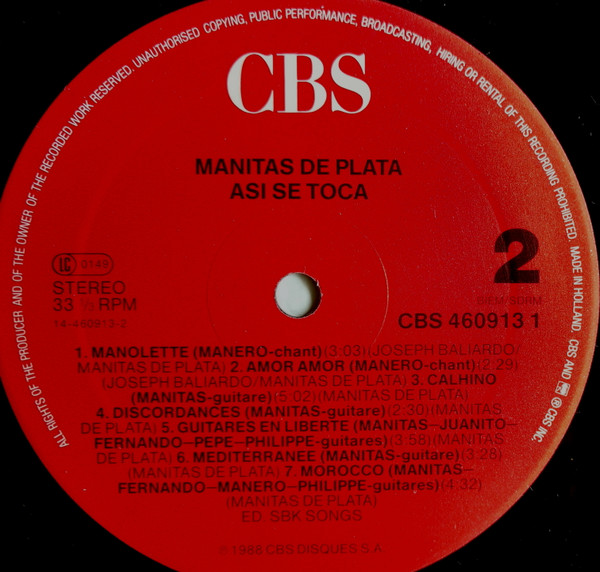 Manitas De Plata - Asi Se Toca | CBS (CBS 460913 1) - 4
