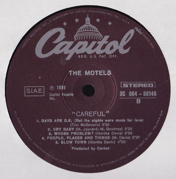 The Motels - Careful | Capitol Records (3C 064-86146) - 4