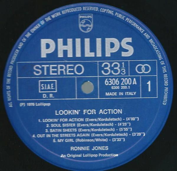 Ronnie Jones - Lookin' For Action | Philips (6306200) - 3