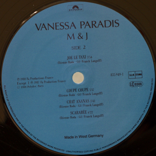 Vanessa Paradis - M & J | Polydor (835 949-1) - 2