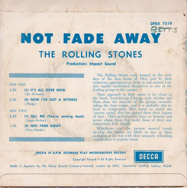The Rolling Stones - Not Fade Away | Decca (DFEA 7519) - 2 The Rolling Stones - Not Fade Away | Decca (DFEA 7519) - 2